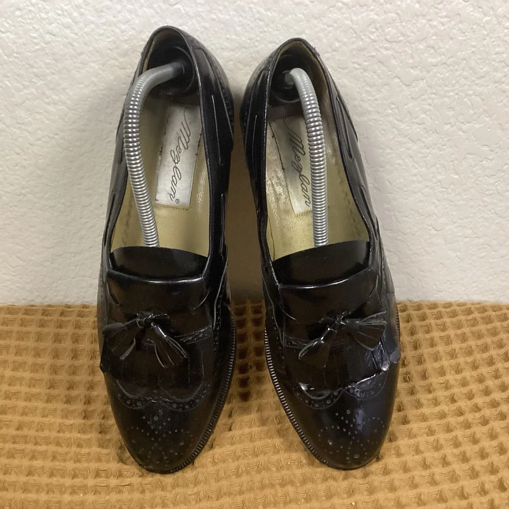 MEZLAN Men's 9M Santander Dress Shoes Black Leather Kiltie Tassel Loafers